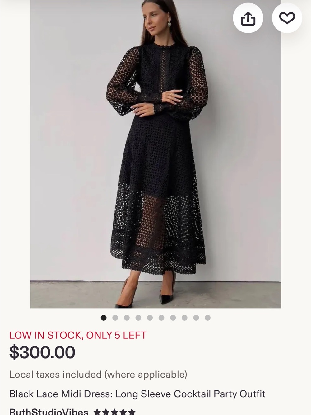 Black Lace Midi Dress by